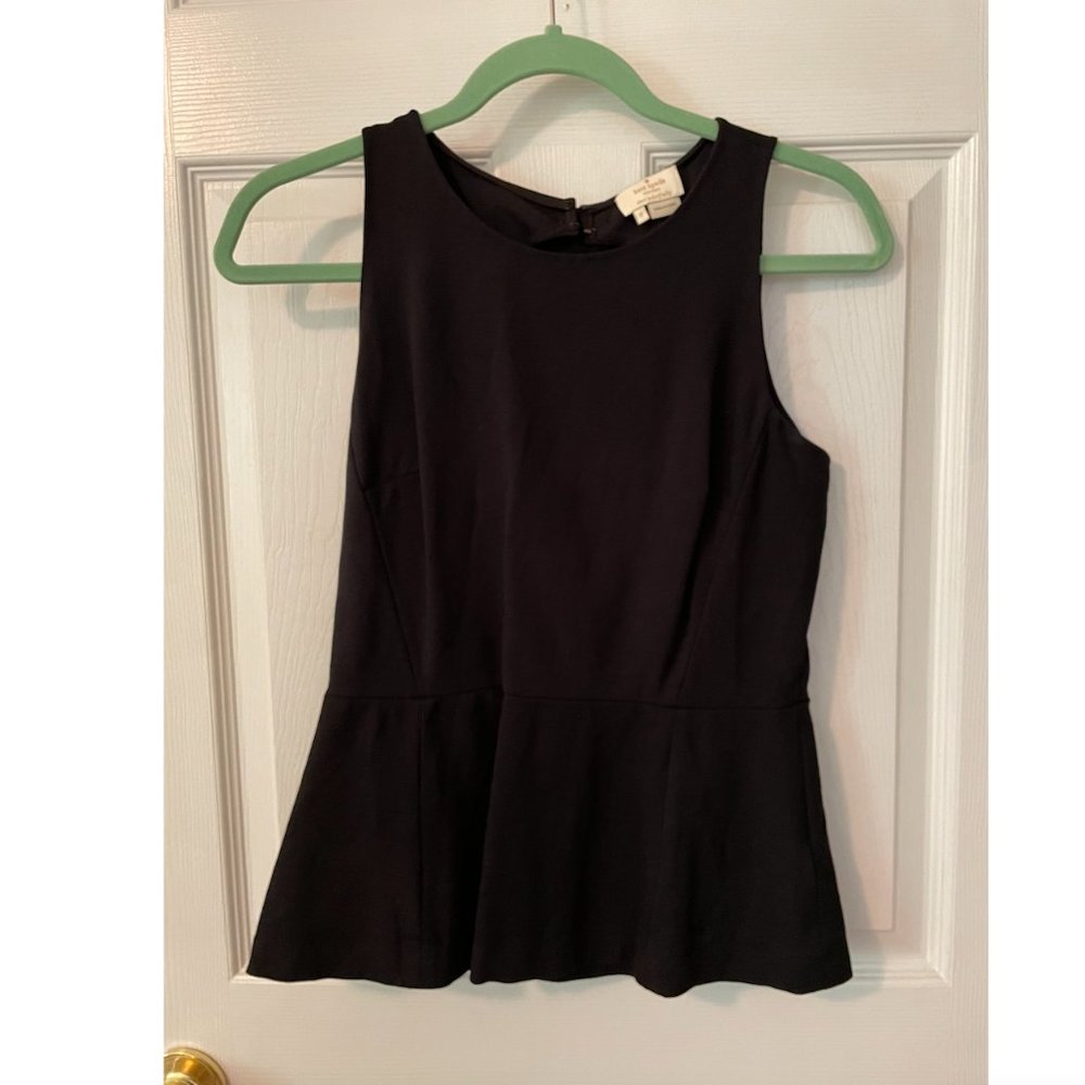 kate spade new york Black Bow Back Keyhole Peplum Top